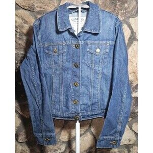 Levis Signature Girls Size Large Jean Jacket Dark Wash Gold Buttons